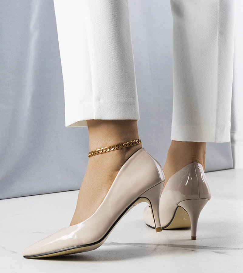 Béžové lakované jehlové podpatky Hadlee