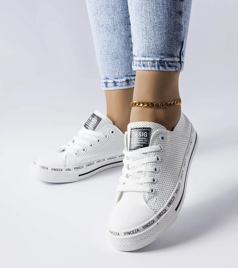 Bílé prolamované tenisky Vinceza