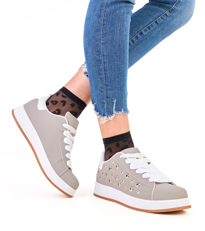 Šedé tenisky na platformě s cvočky Adelis