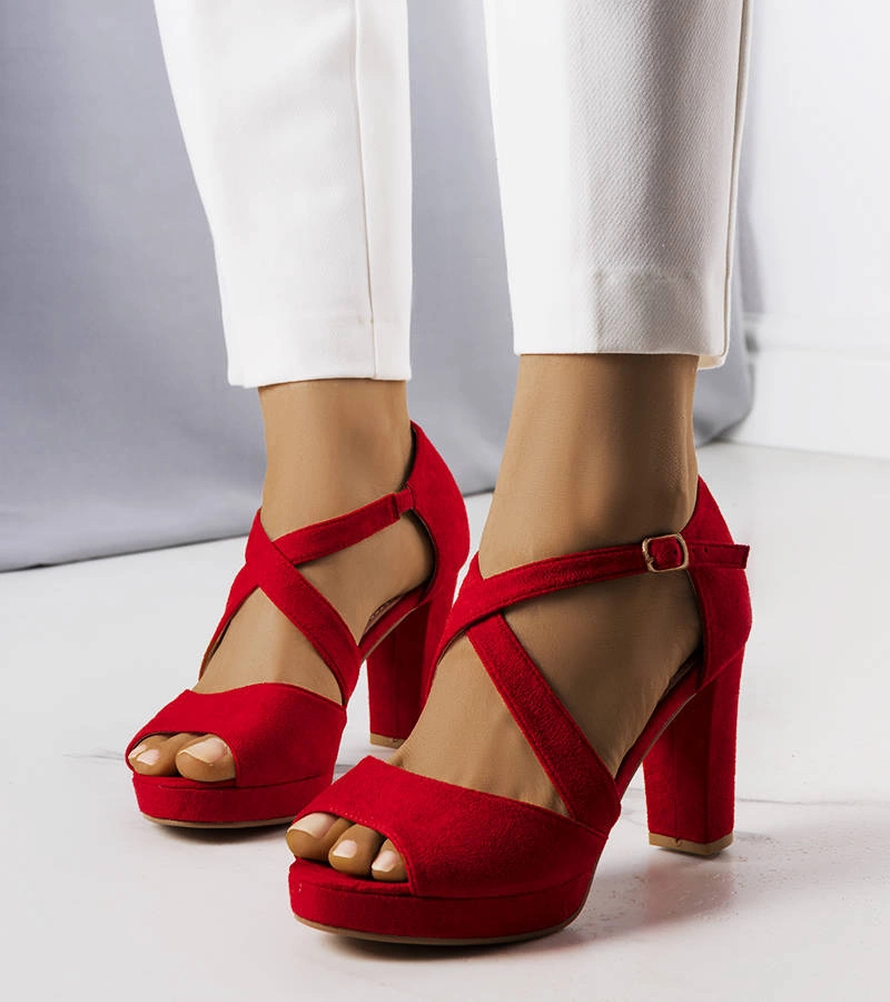 Červené sandály Artemi na jehlovém podpatku