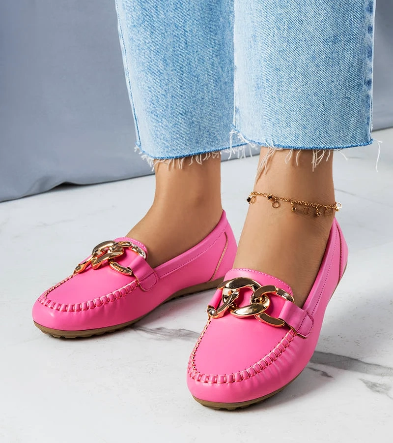 Růžové mokasíny s řetízkem Norma