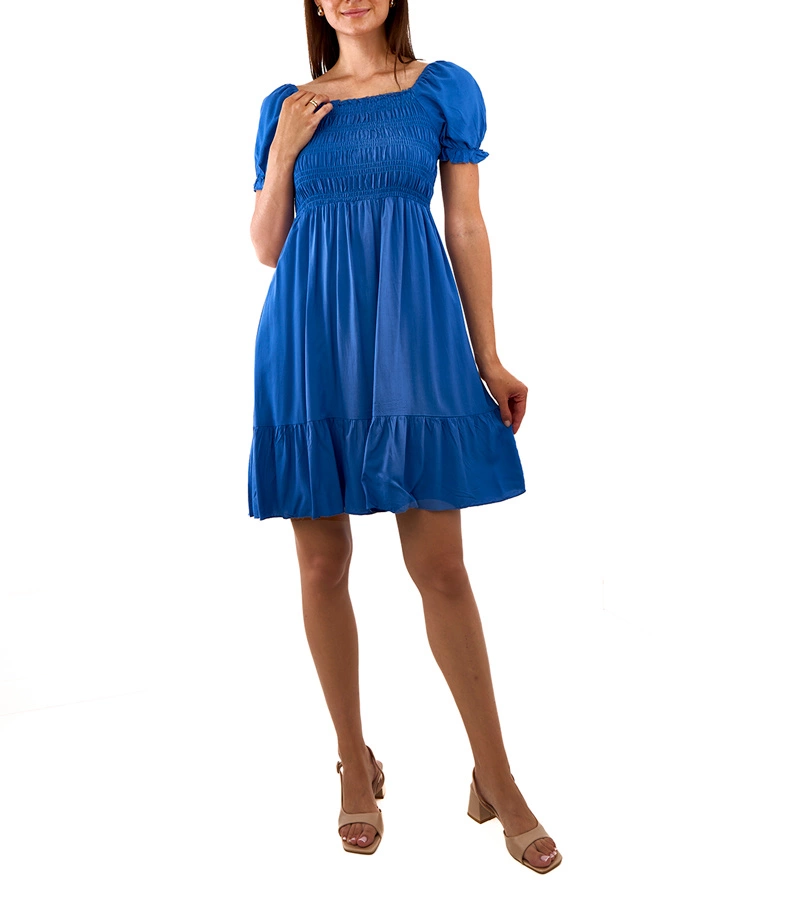 Modré mini šaty Lorinka s růžením