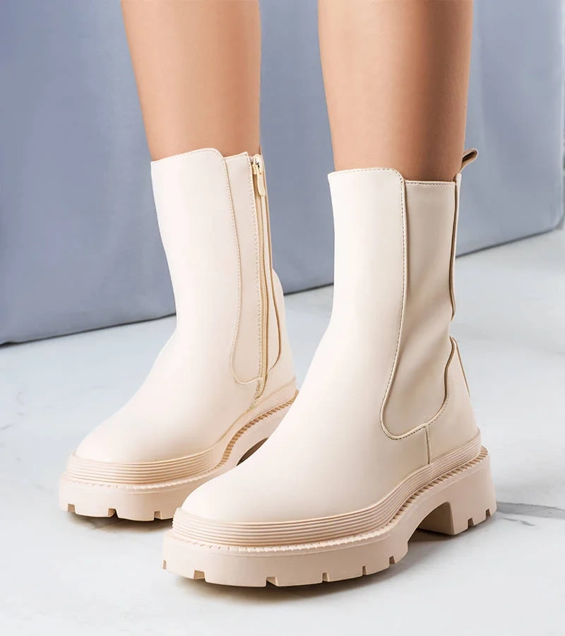 Béžová matná boty zateplená Coletta