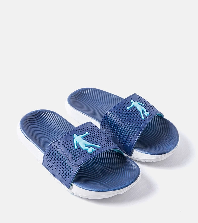 Bílé a tmavě modré gumové žabky Athens