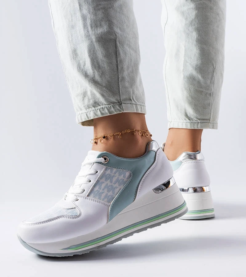 Zelené tenisky Pouliotte na podpatcích