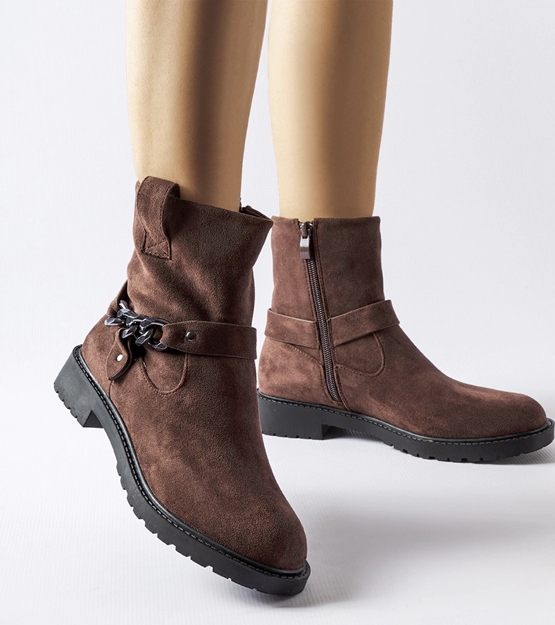 Hnědé kotníčkové boty z ekosuede Valente