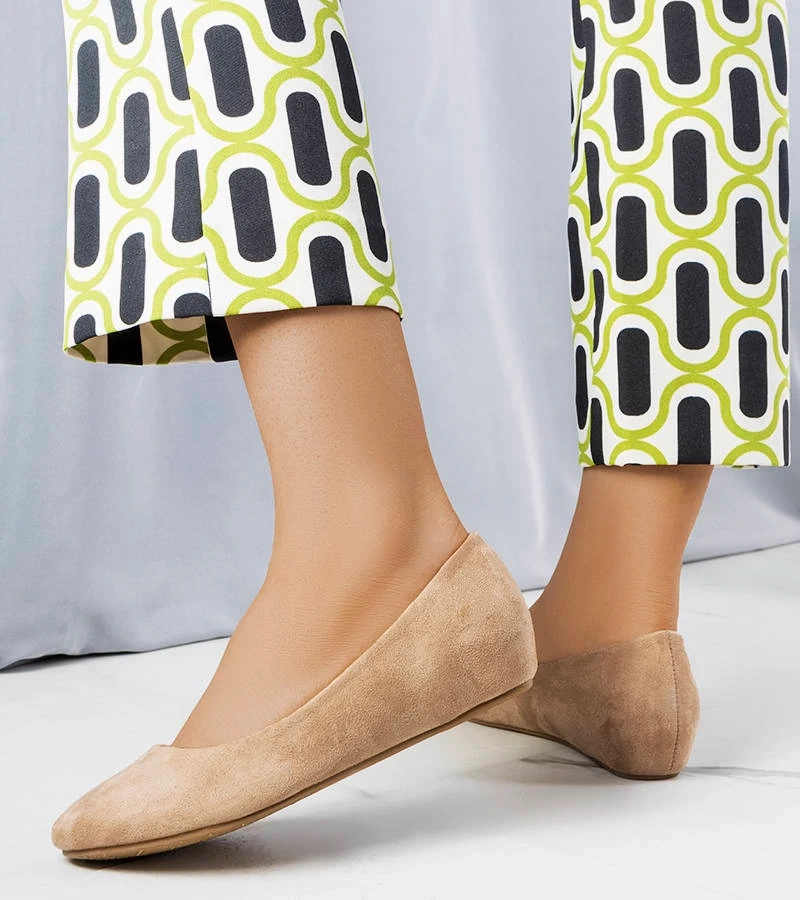 Hnědé baleríny s nízkými podpatky Sylvia