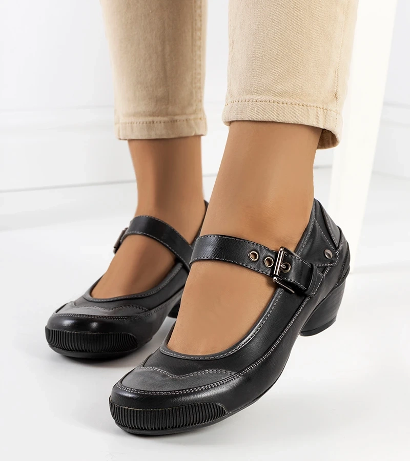 Černé lodičky Kopi s gumovou podrážkou