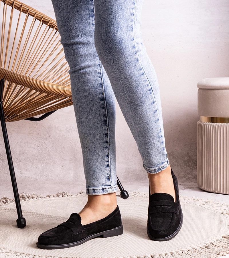 Černé semišové mokasíny Miralona