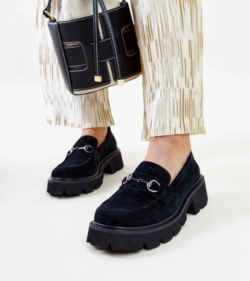 Černé kožené mokasíny Vinceza