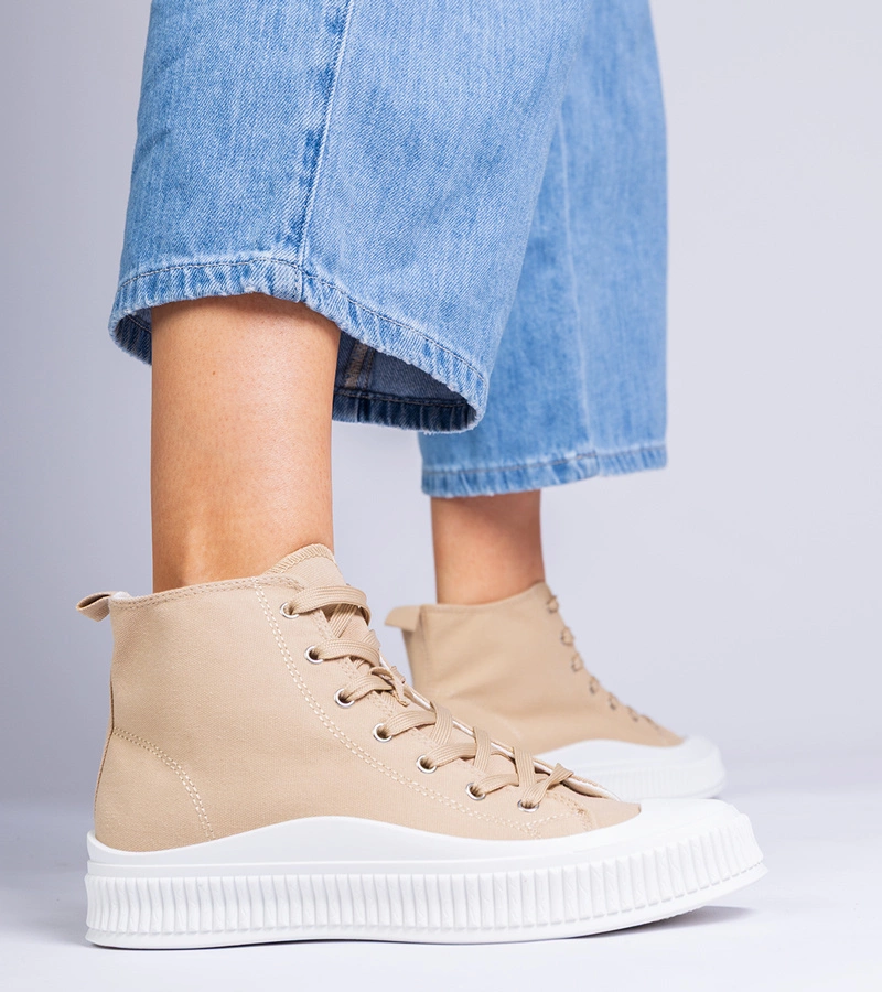 Tmavě béžové tenisky na platformě Guerrino