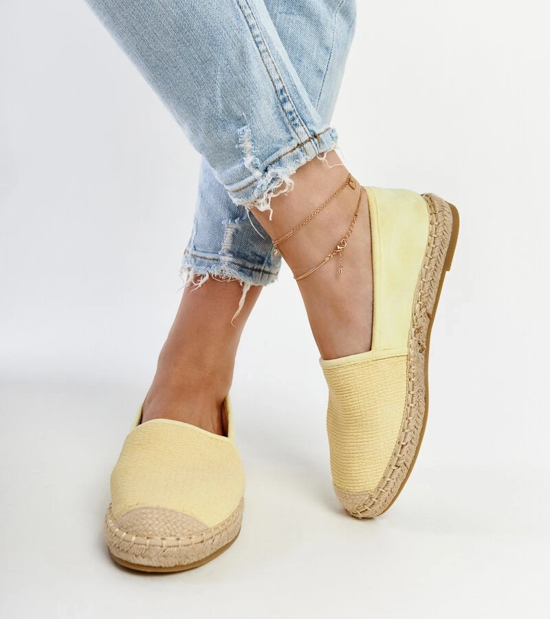 Žluté espadrilky s třpytkami na platformě Ming