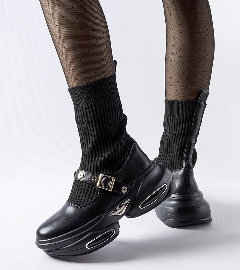 Černé kotníčkové boty s ponožkovým svrškem Ivana