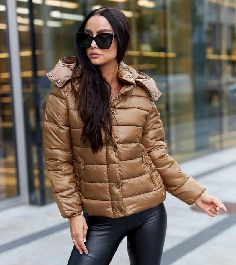 Hnědá lesklá bunda Berta