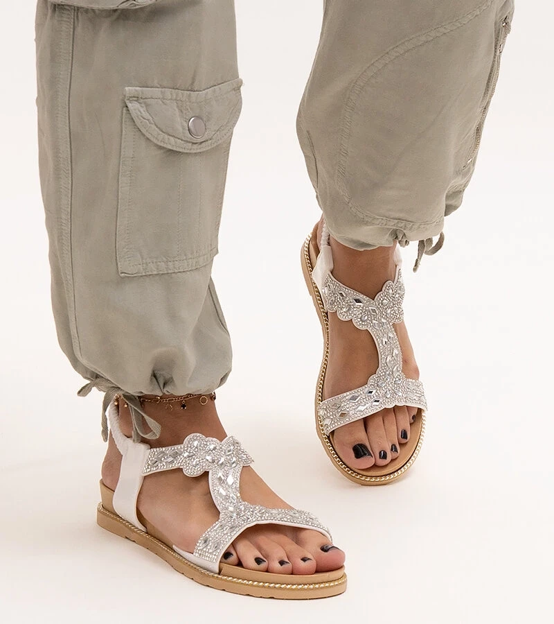 Lesklé bílé sandály Shahida