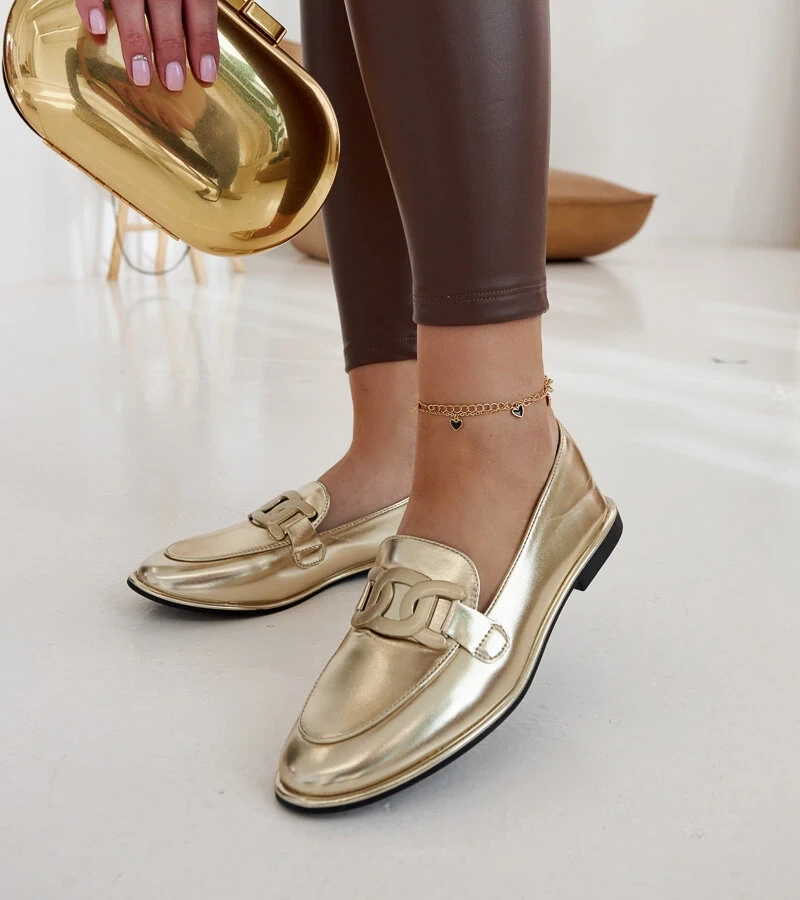 Zlaté klasické mokasíny Zana
