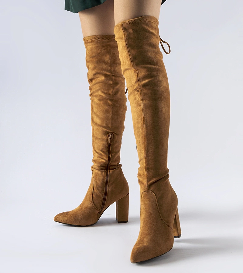 Hnědé zateplené kozačky na podpatku Spencer