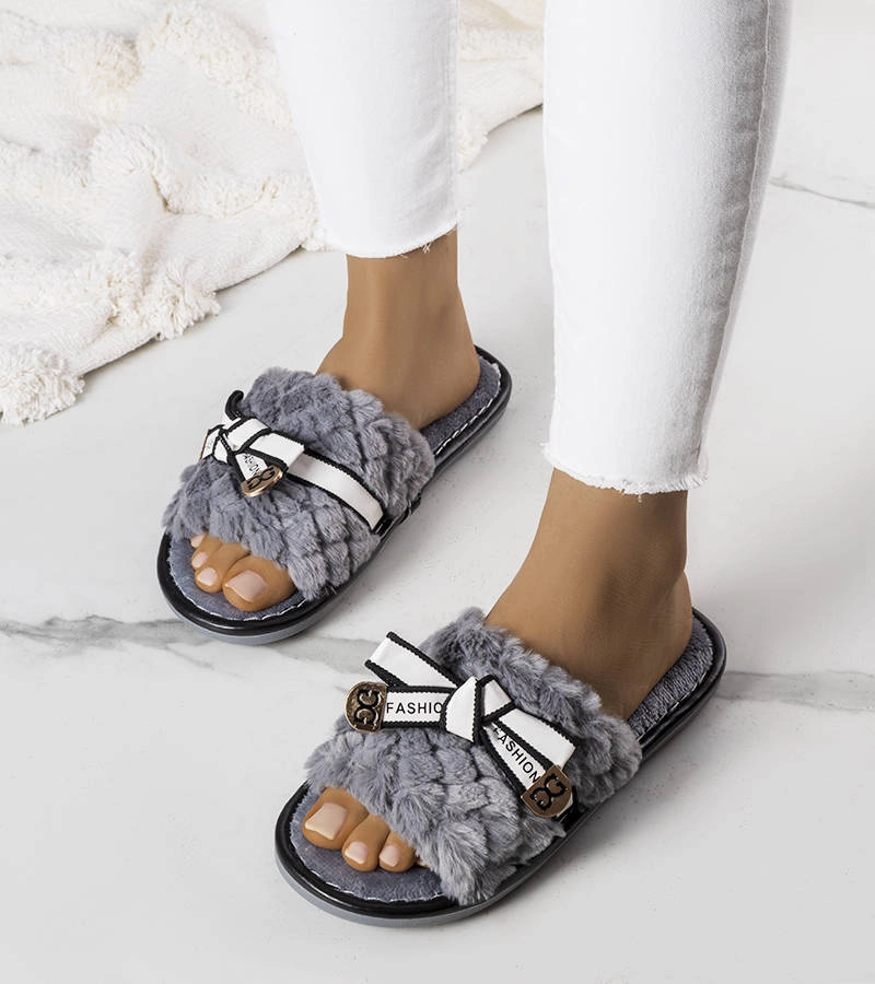 Šedé pantofle s mašlí Peter