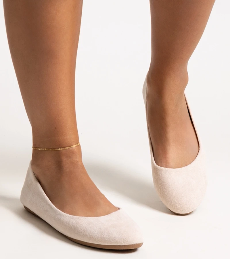 Světle béžové baleríny z eko semišu Jala