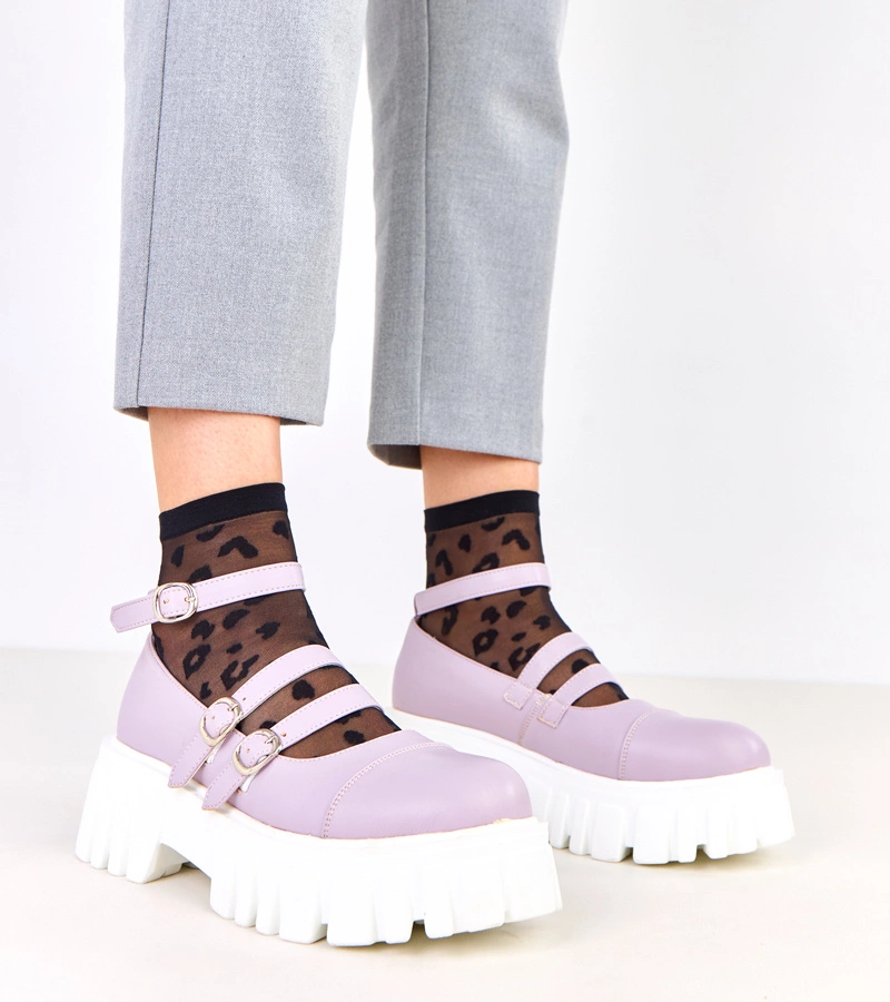 Fialové polobotky na traktorové podrážce Jastina