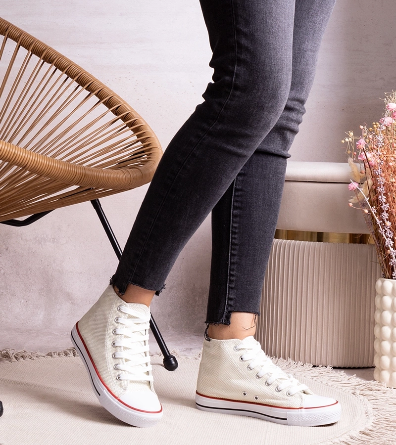 Bílé vysoké tenisky z lesklé síťoviny Ranifali.