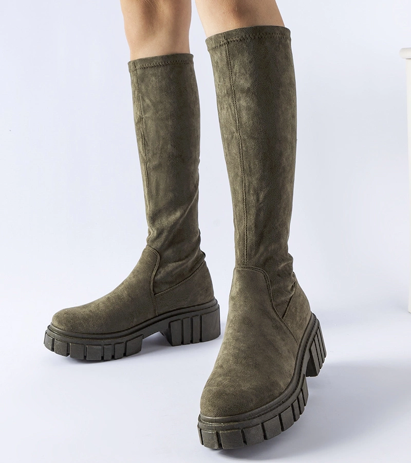 Zelené dlouhé ponožkové trapery Donnino