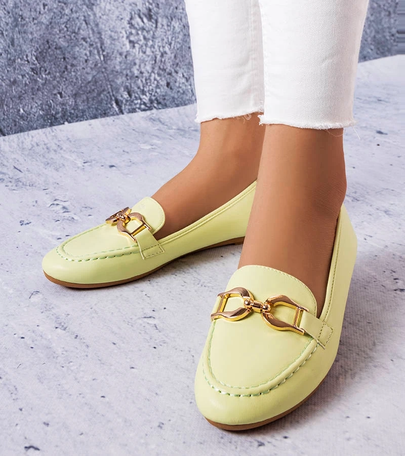 Zelené mokasíny s přezkou Sauvé