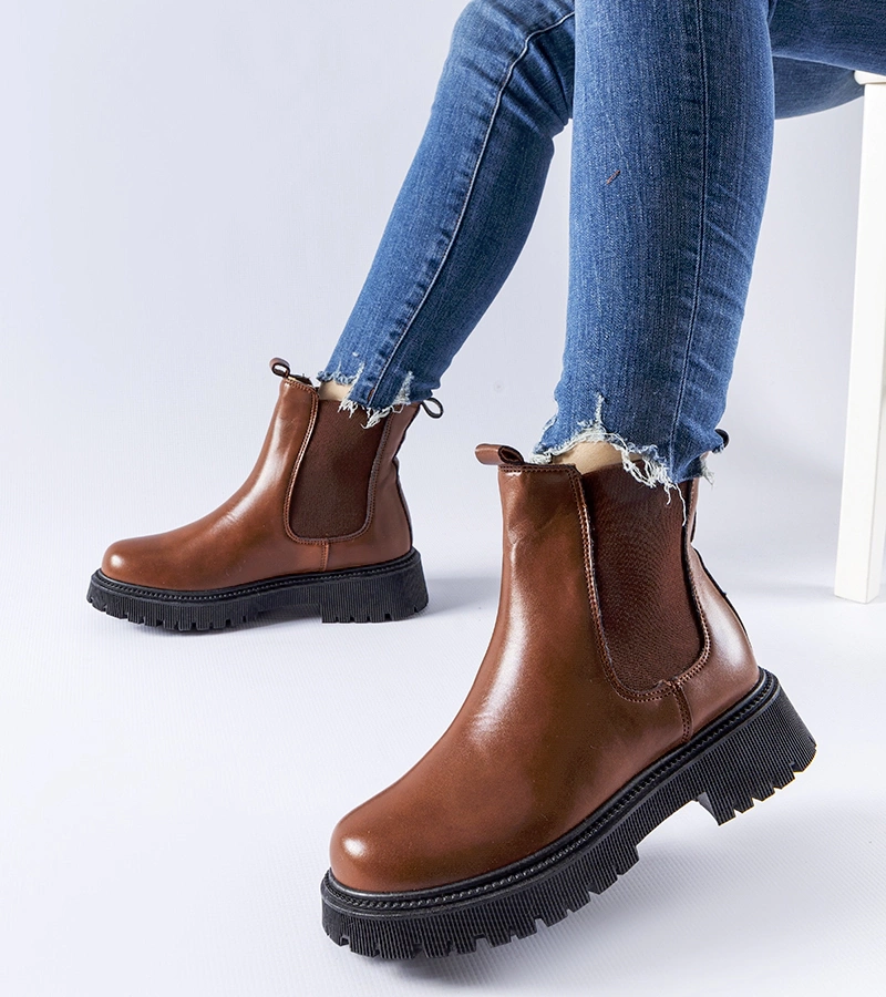 Hnědé zateplené klasické slip-on botky Edgar