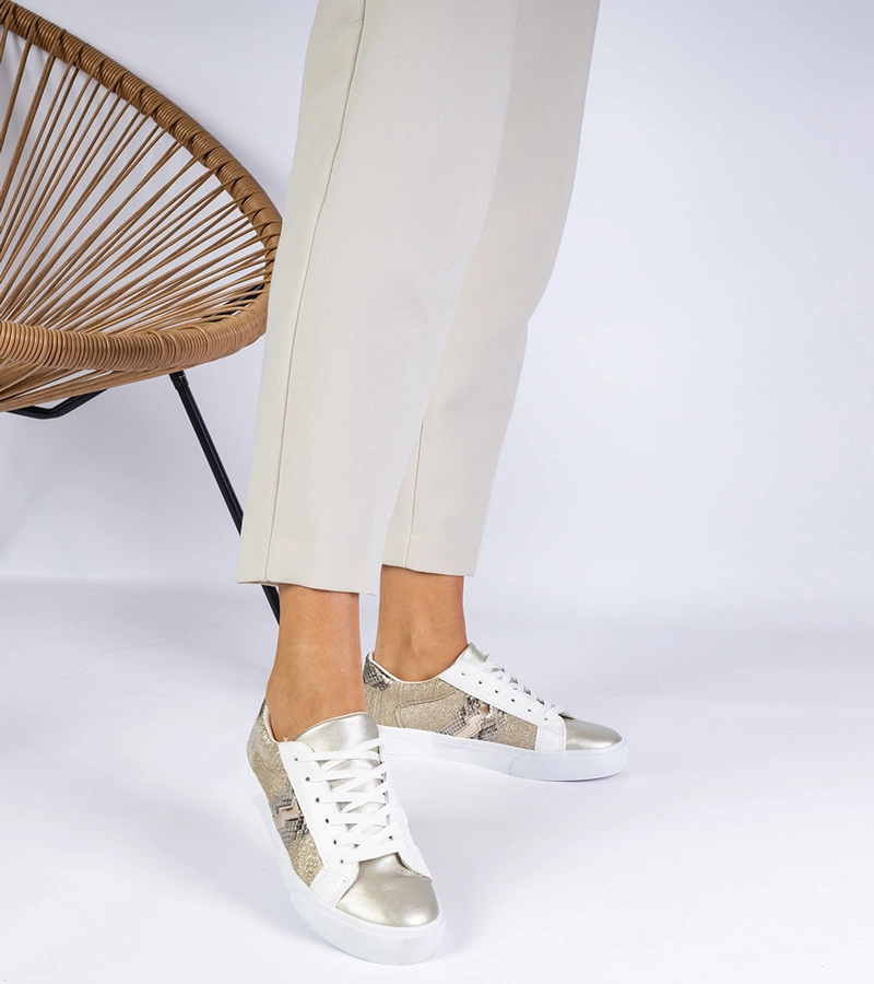 Dámské zlaté tenisky se zvířecím motivem Walorin