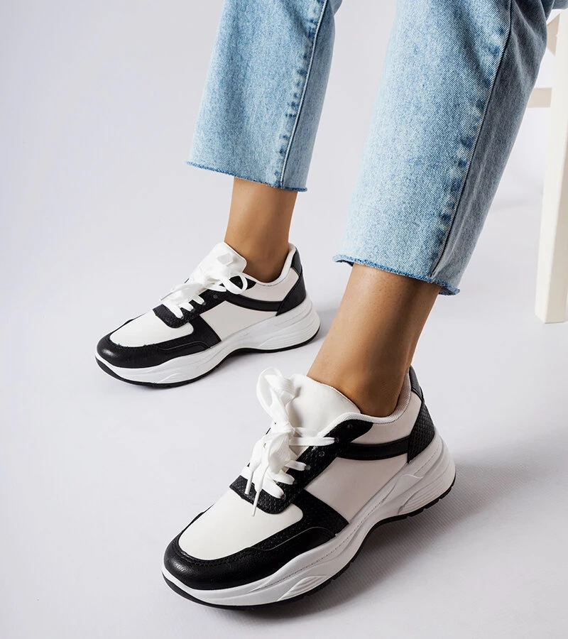 Černobílé boty s akcenty hadí kůže Diego