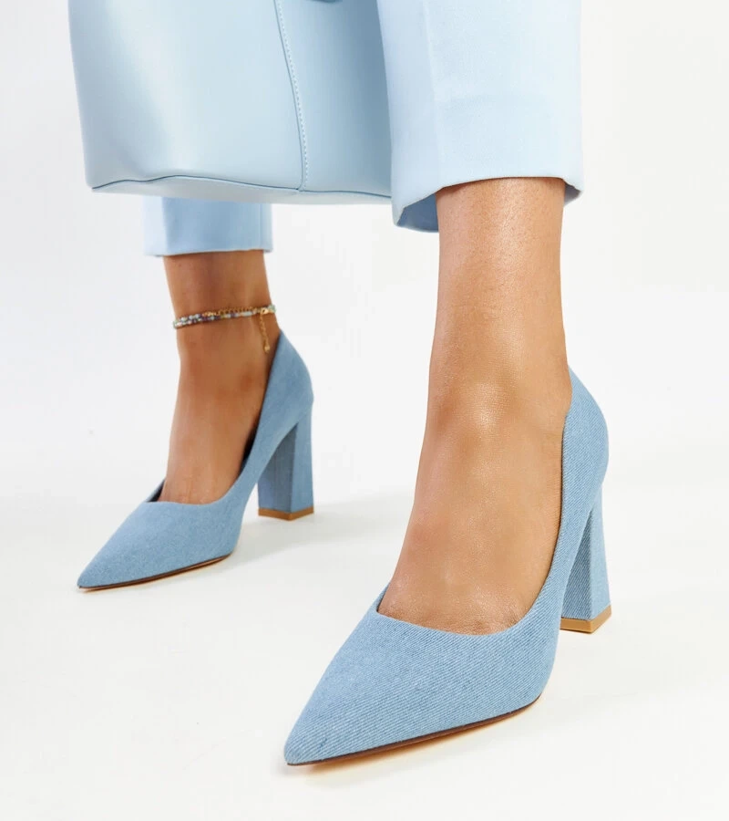 Džínové lodičky na vysokém podpatku od Leea