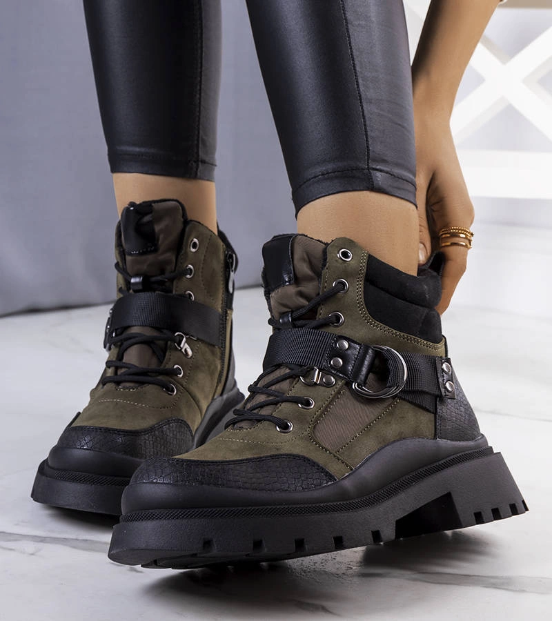 Zelené zateplené traperské boty Zakira