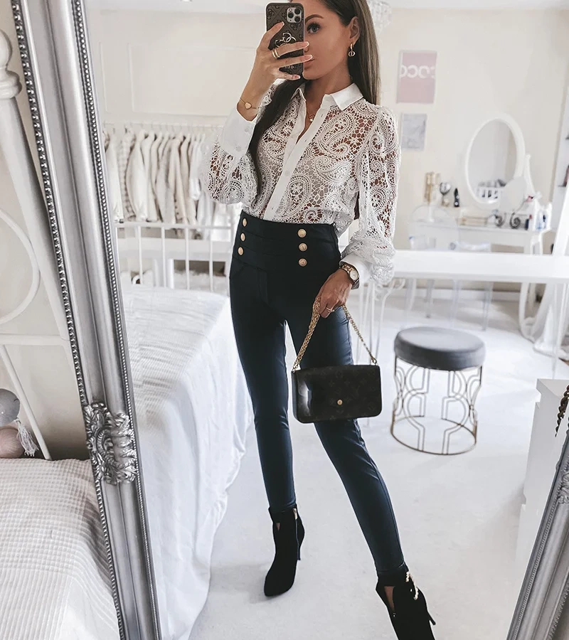 Černé kalhoty z ekokůže od společnosti Elinal