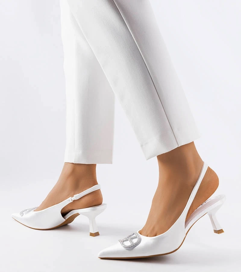 Bílé jehlové podpatky se zirkony Lafontaine