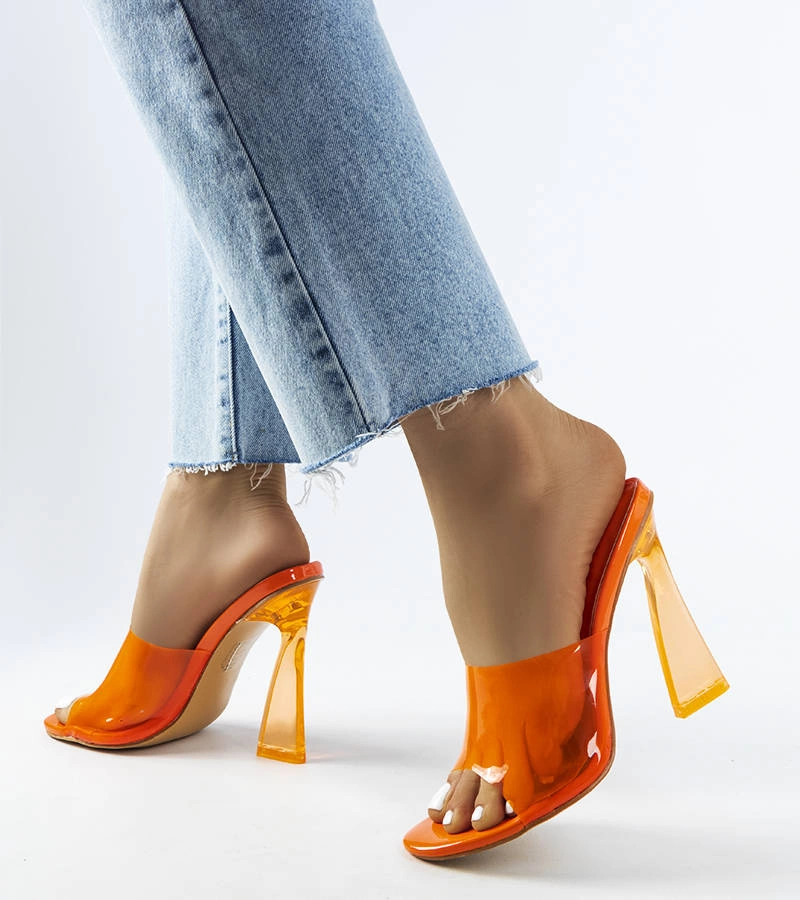 Oranžové průhledné žabky Clichy