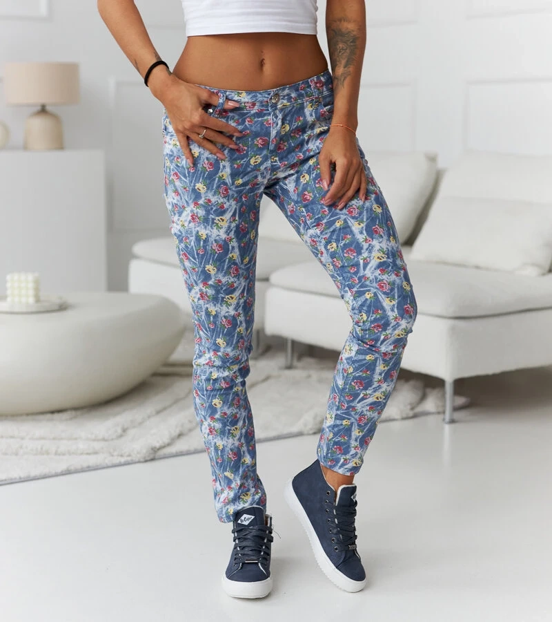 Modré vzorované kalhoty Lévesque 944-5 BLUE