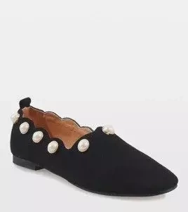 Černé baleríny s perlami 588C-12A