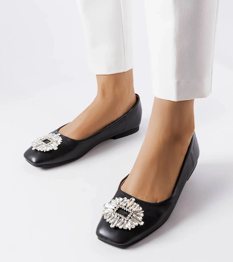 Černé mokasíny se zirkony Hillview