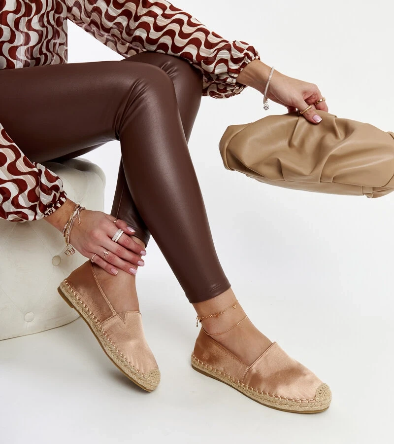 Bežové espadrilky s leskem na platformě Caithlin