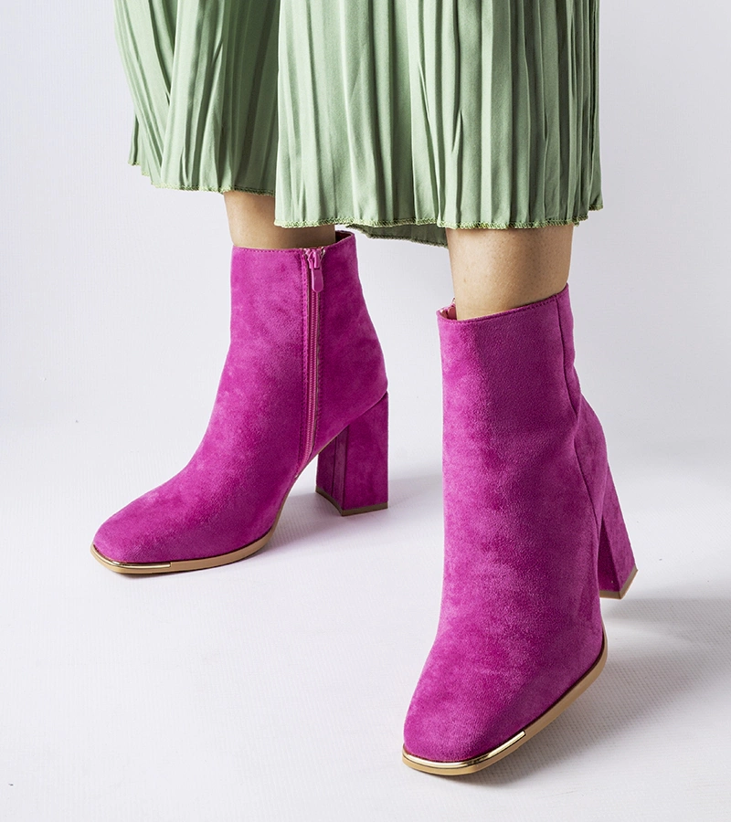 Růžové kotníčkové boty na podpatku Cheney