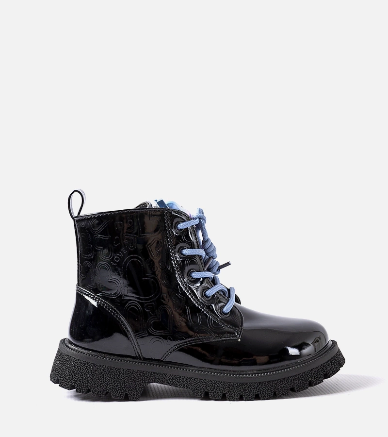 Černé lakové botky s medvědem Orso