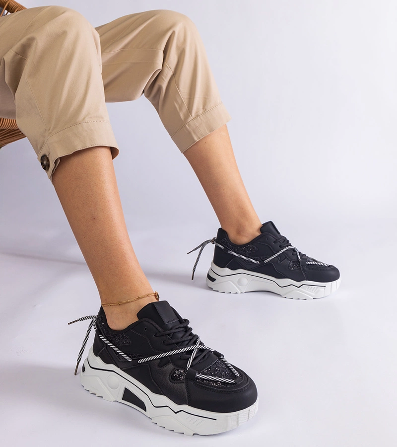 Černé dámské tenisky s třpytkami Agar