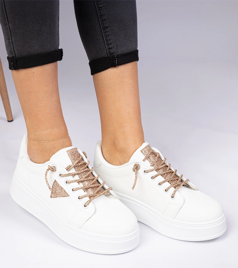 Bílé tenisky s šampaňskými zirkony Treysi