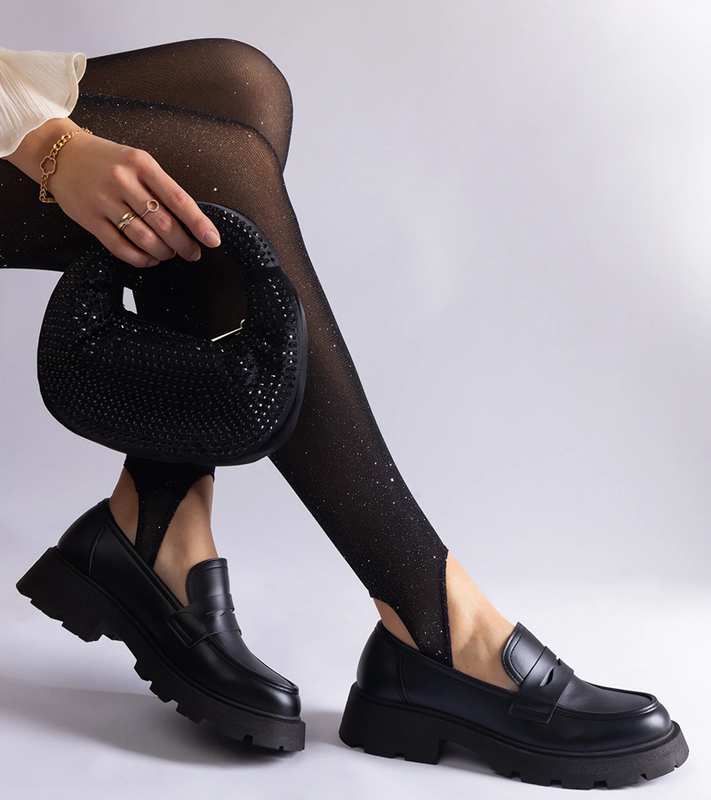 Černé dámské mokasíny z eko kůže Violanda