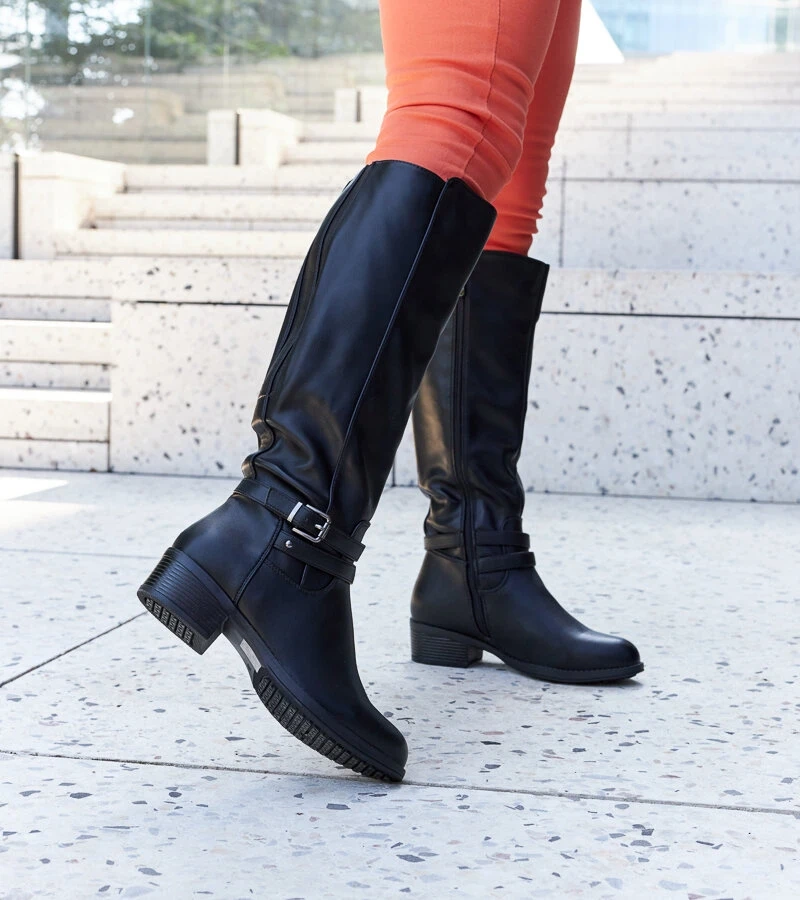 Černé vysoké zateplené kozačky Aldisio