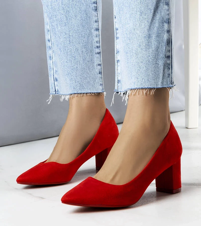 Červené lodičky na podpatku Demiki