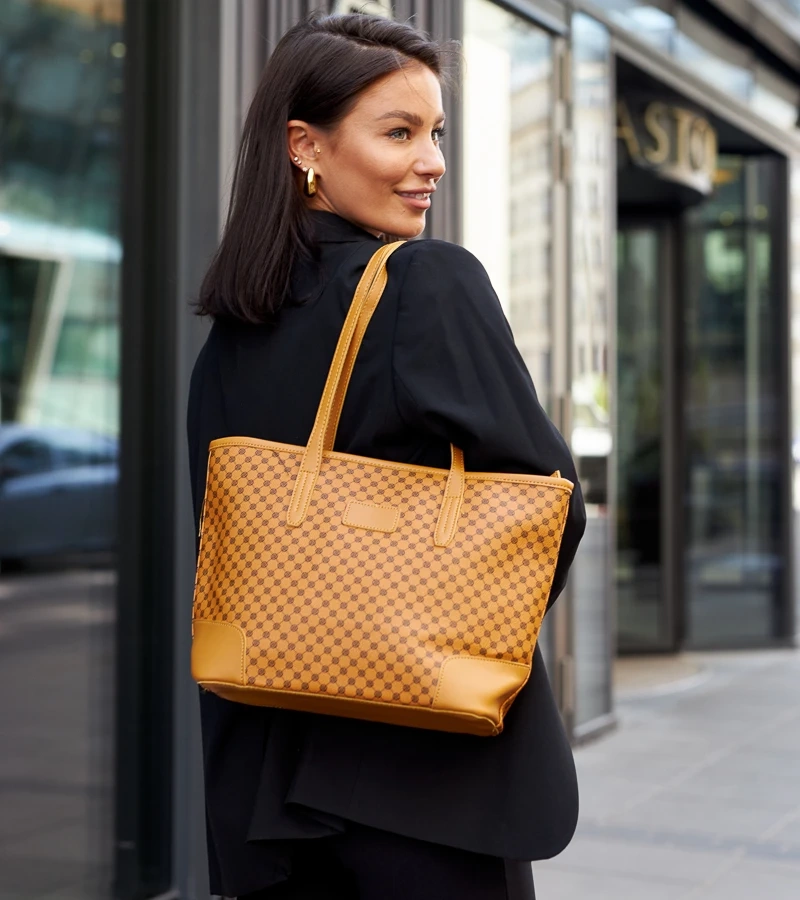 Hnědá vzorovaná kabelka na rameno Kesiran