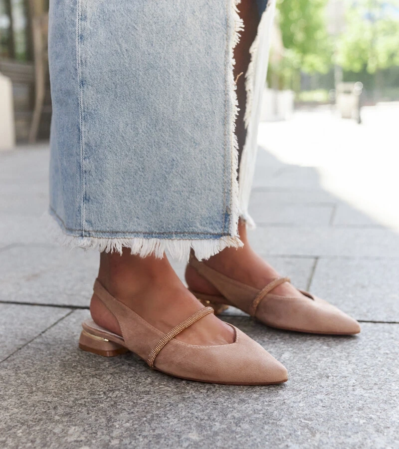 Bežové baleríny s koženou stélkou od Morcosa