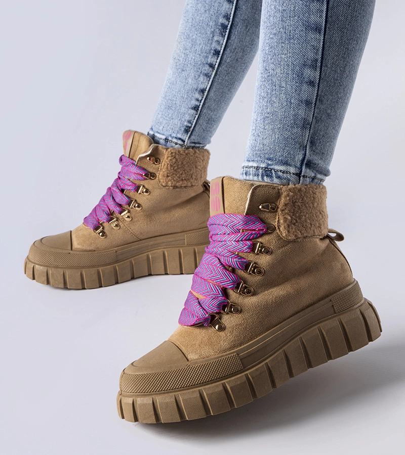 Hnědé podšité tenisky platforma Ottiol