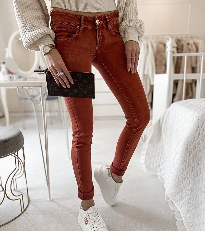 Červené látkové kalhoty Faucher